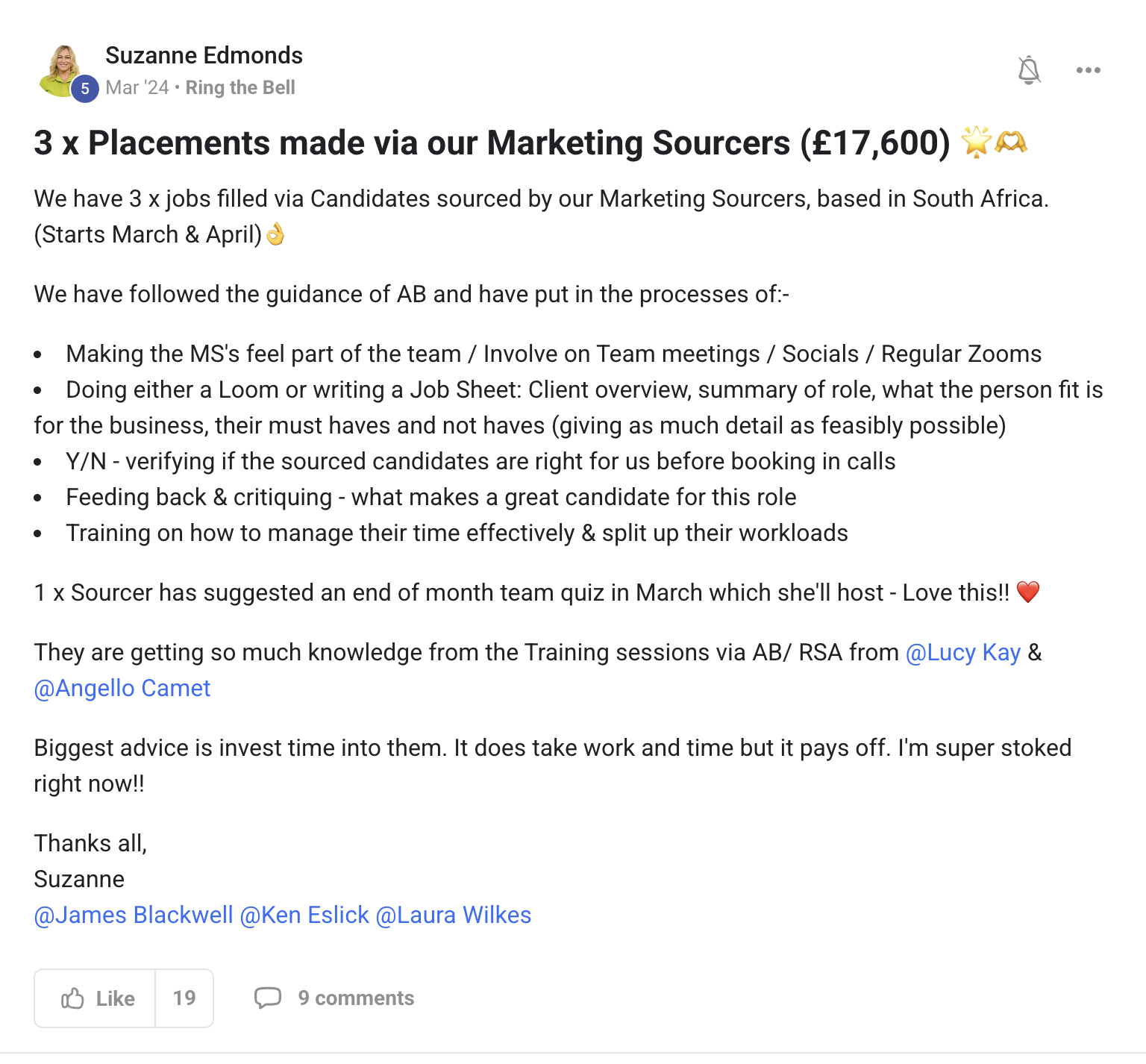 Suzanne Edmonds testimonial